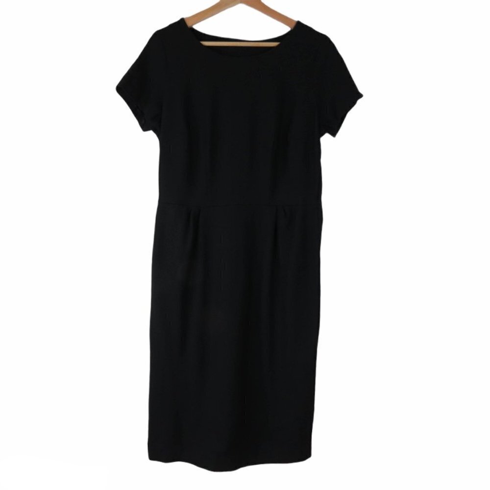 VINTAGE 50s 60s Women's Black Wool Cocktail Sheath Dress Bust 38 LBD